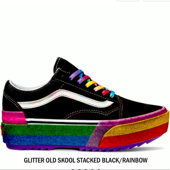 Vans Rainbow Glitter Old Skool Stacked Sneaker - Picture 14 of 15